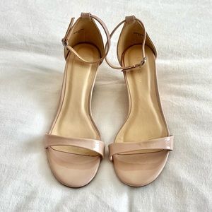 Cork heel wedges with nude straps sandals